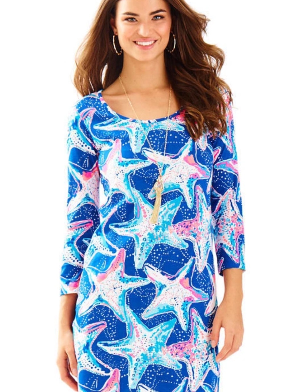Lilly Pulitzer Beacon Indigo Star Struck Tunic JerseyPima Cotton Dress M